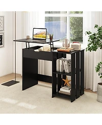 Sugift Space Saving Computer Desk with Hidden Compartment and Shelves