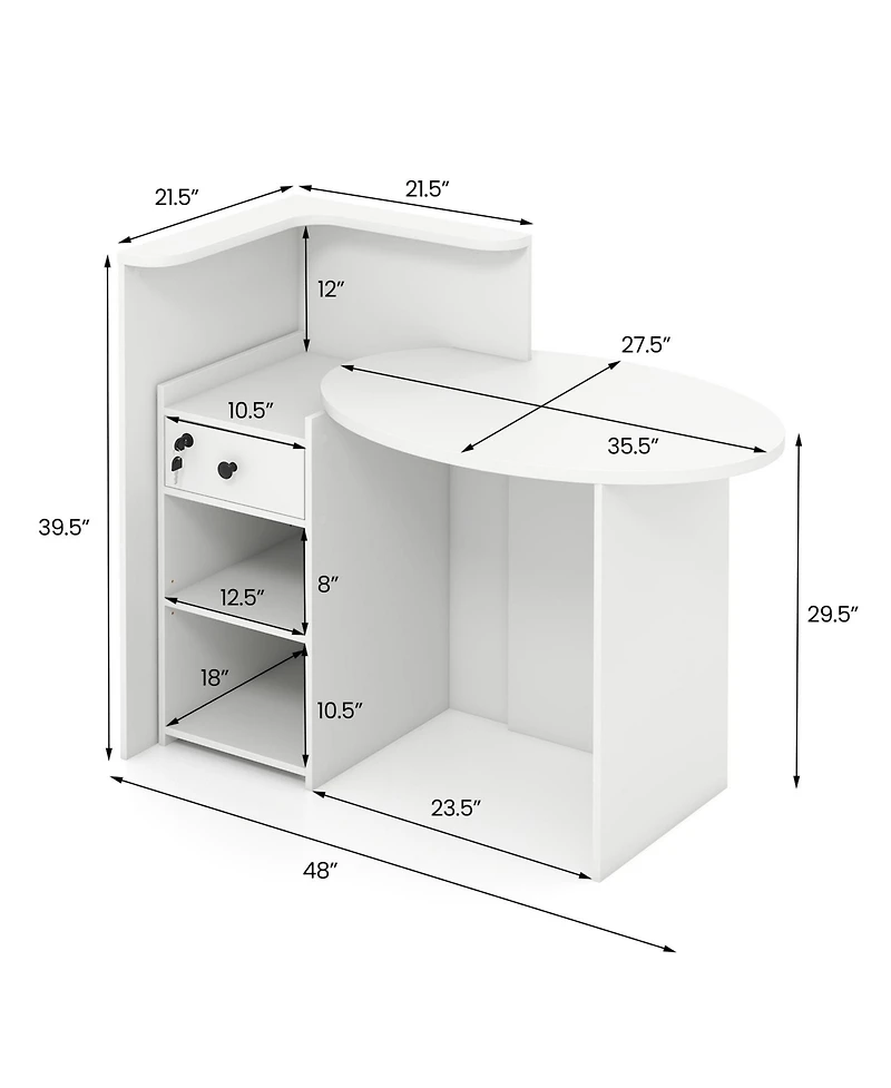 Sugift Reception Office Desk with Open Shelf and Lockable Drawer