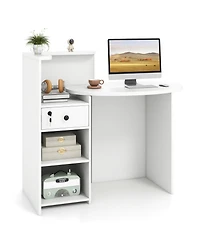 Sugift Reception Office Desk with Open Shelf and Lockable Drawer