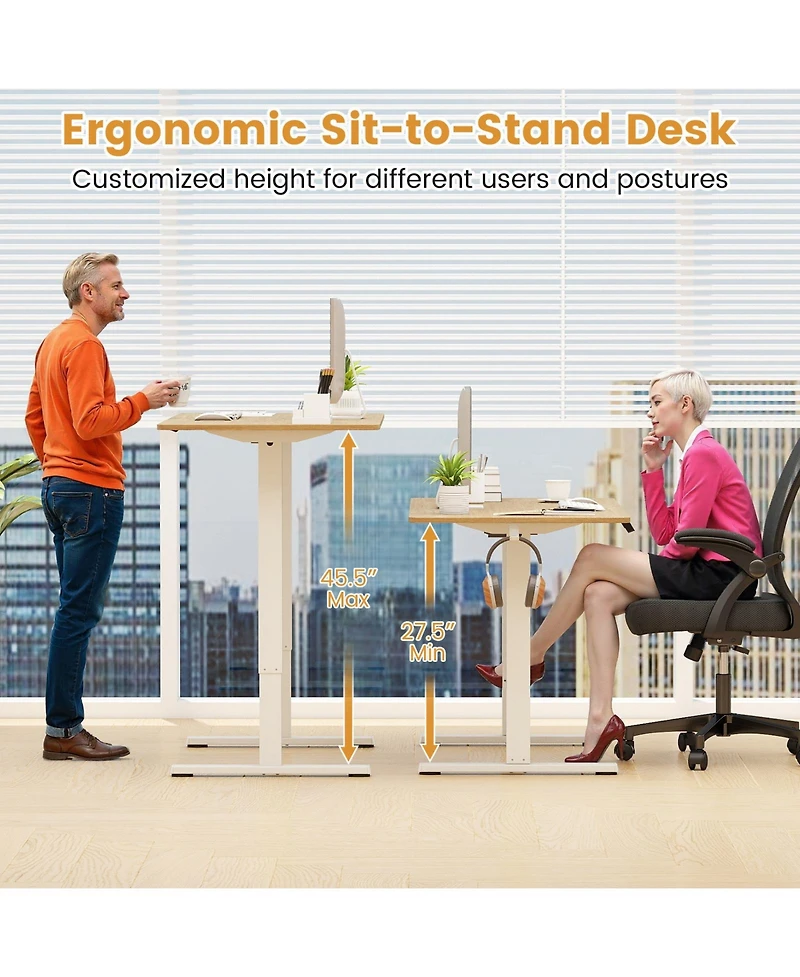Sugift Electric Standing Desk Frame Height Adjustable with Led Display