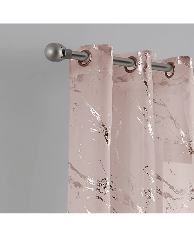 Dainty Home Chloe 2-Pack Linen Textured Metallic Light Filtering Grommet Curtain Panel Pair 38" x 84"