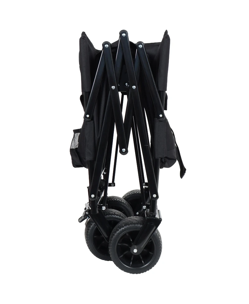 sumyeg Outdoor Storage 3-in-1 Collapsible Foldable Wagon Cart with Bench Seat & Heavy Duty Utility For Camping