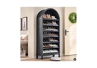 Homfan 71" Tall Farmhouse Arched Shoe Cabinet with Adjustable Shelves, 7 Tier Arched Bathroom Storage Cabinet Bookshelf Bookcase Food Pantry