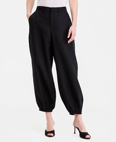 I.n.c. International Concepts Women's Linen-Blend Bubble-Hem Ankle Pants, Macy's Exclusive