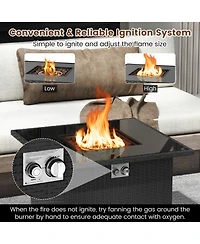 Sugift 32.5 in Propane Fire Pit Table with Tempered Glass Top