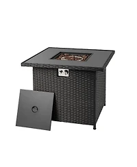 Sugift 32.5 in Propane Fire Pit Table with Tempered Glass Top