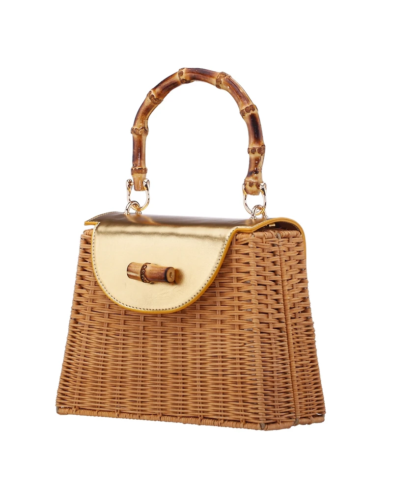 Nina Wicker Basket Small Satchel Bag