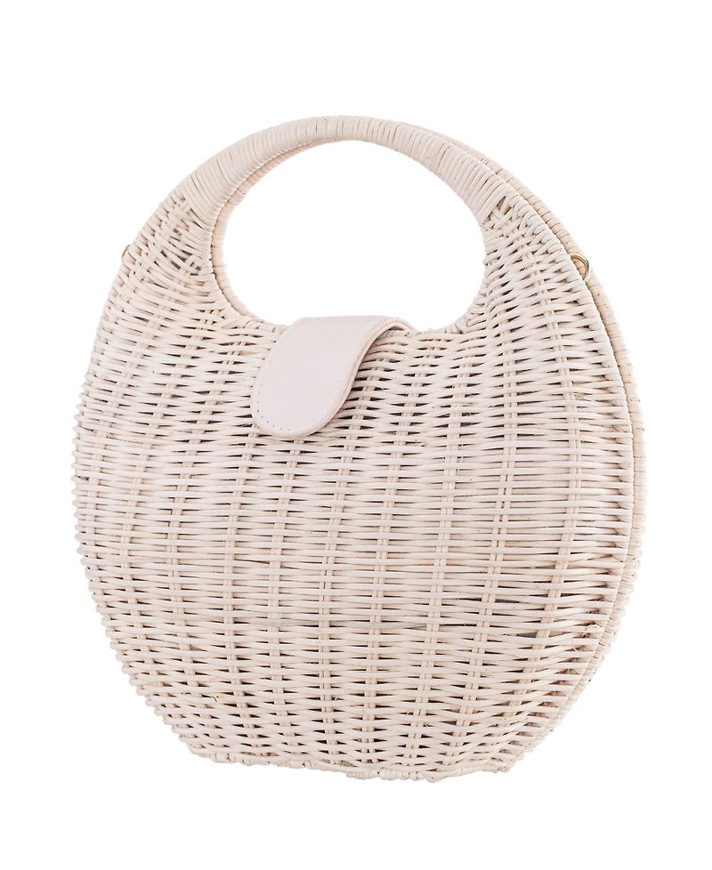 Nina Kava Rounded Rattan Small Satchel Bag