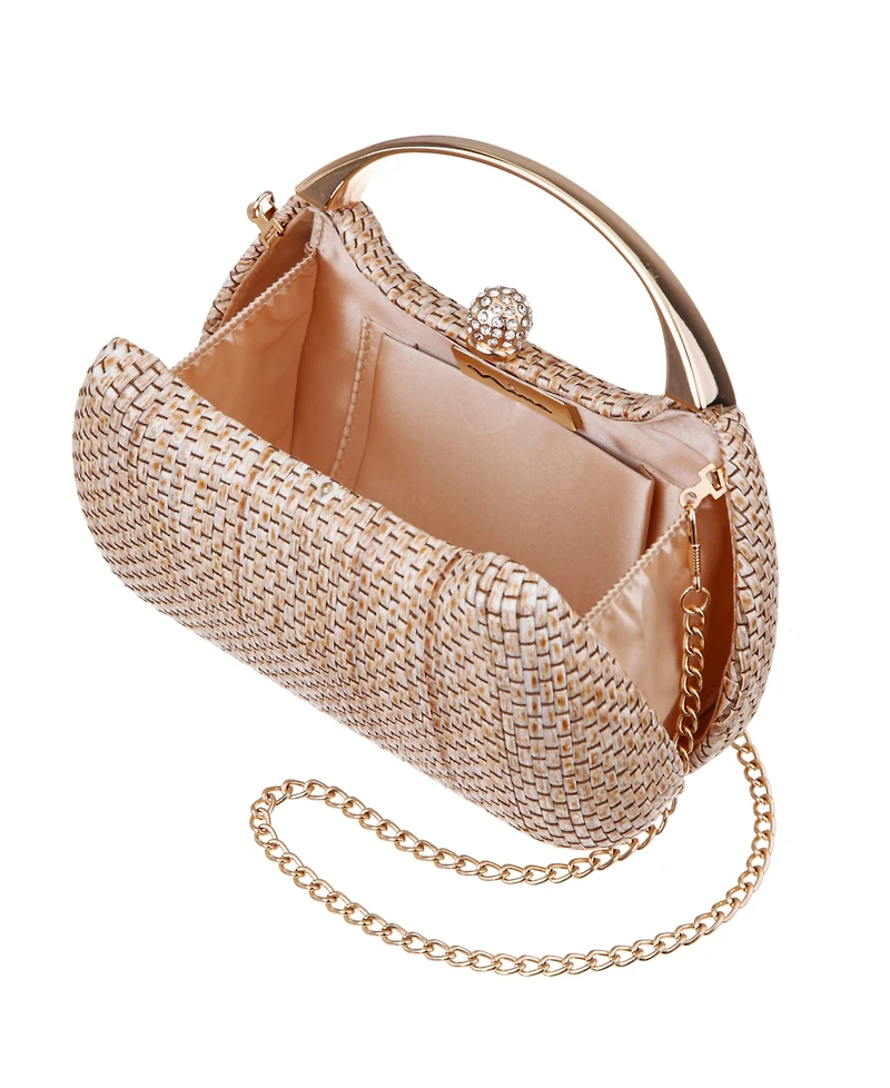 Nina Straw Minaudiere Mini Clutch Handbag