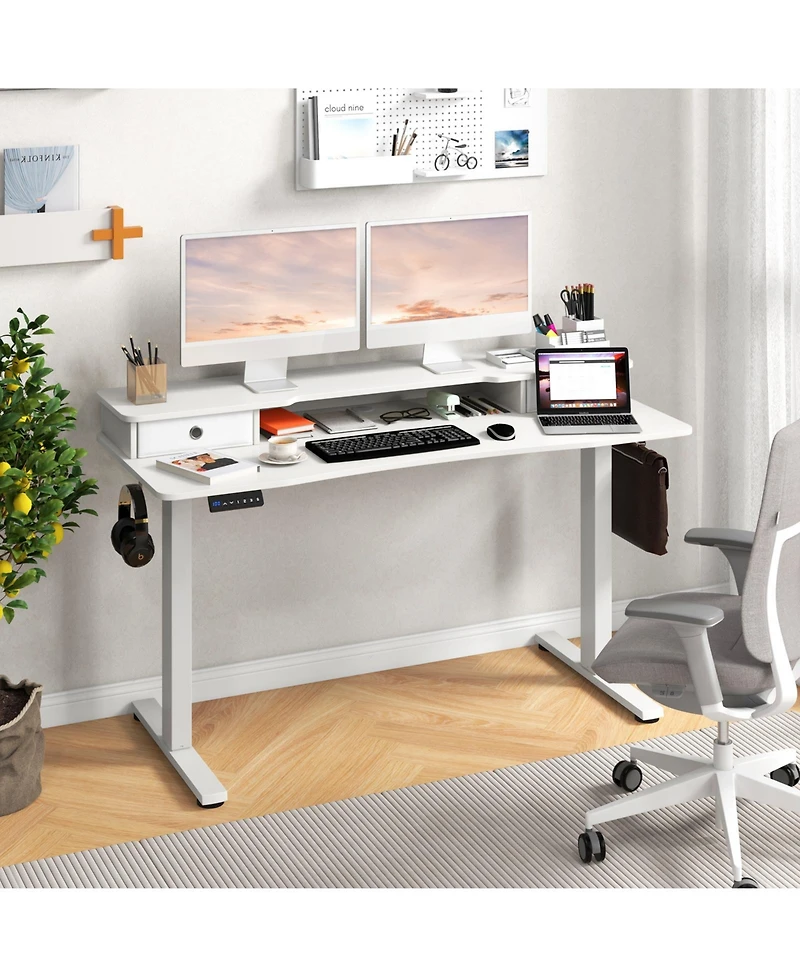Sugift Height Adjustable Electric Standing Desk with Two Drawers
