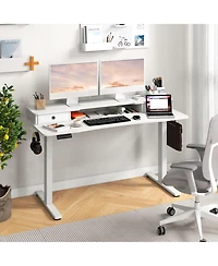 Sugift Height Adjustable Electric Standing Desk with Two Drawers