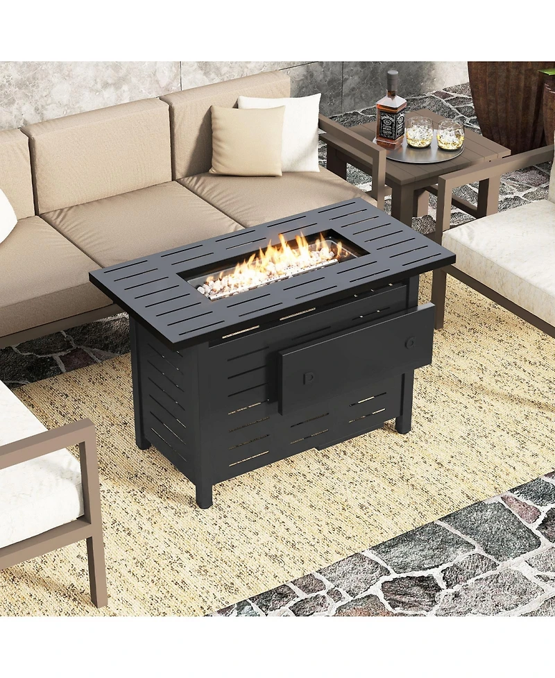 Sugift 40 in Outdoor Propane Fire Pit Table with Lava Rocks