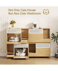 Zeus and Ruta 2 Piece Modern Cat Furniture Set With Litter Box Enclosure Side Table and Storage