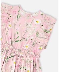 Deux par Deux Little Girls Viscose Dress Printed Flowers