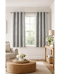 Kate Aurora 2 Piece Sadie Metallic Sparkle Grommet Top Gray Room Darkening Curtain Panels