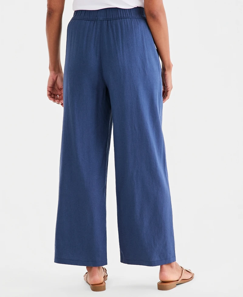 Style & Co Women's Linen Blend Button-Front Wide-Leg Pants, Macy's Exclusive