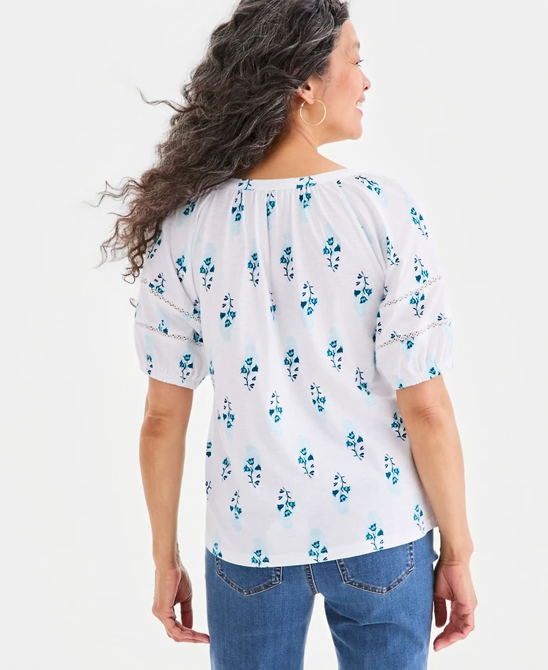 Style & Co Petite Elbow-Length Sleeve Split Neck Top, Macy's Exclusive