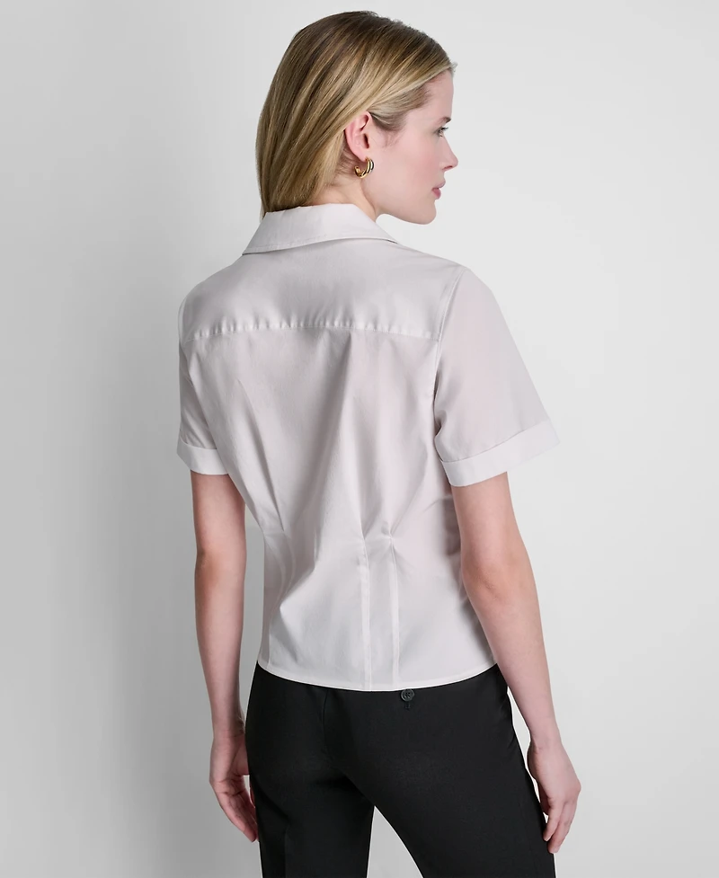 Dkny Women's Short-Sleeve Button-Front Blouse