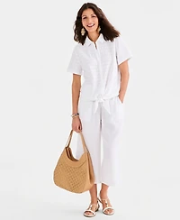 Style & Co Women's Cotton Gauze Embroidery Tie-Front Top, Macy's Exclusive