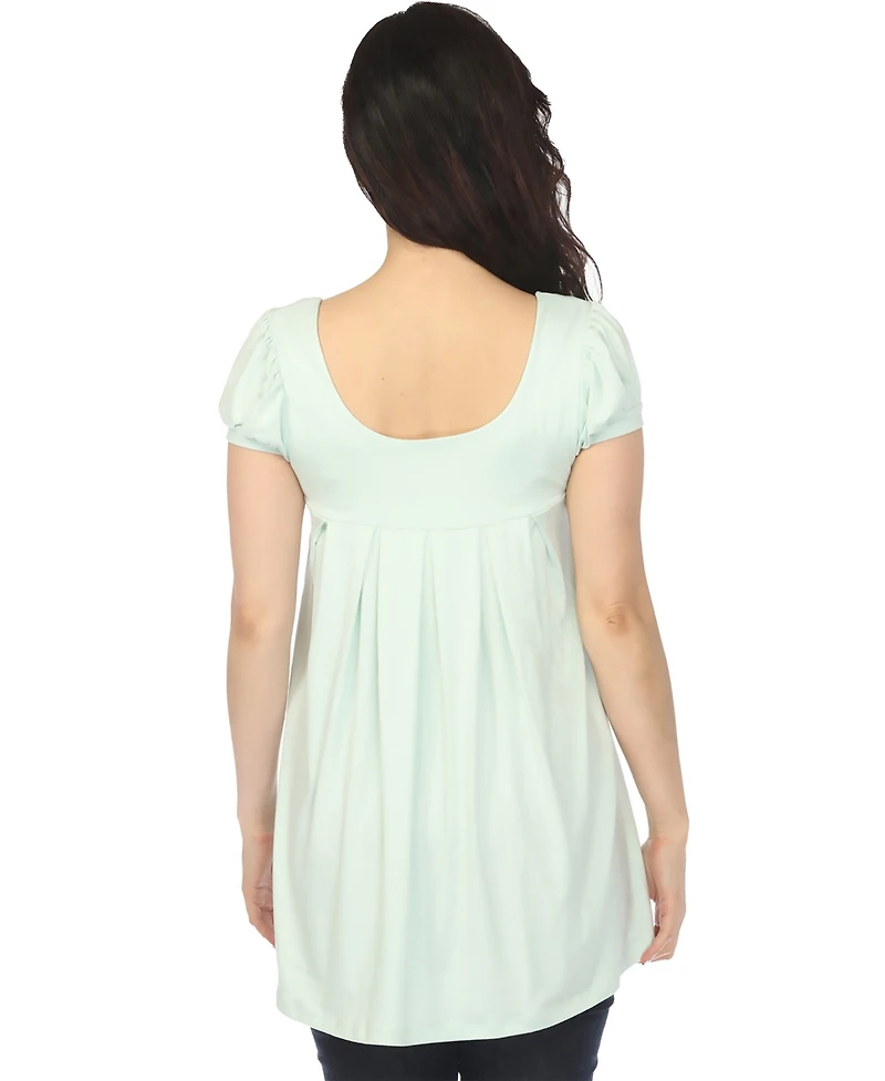 White Mark Women's Maternity Short-Sleeve Empire-Waist Tunic Top