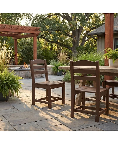 Set of 2 Outdoor Dining Chair without Armrests, For All Weather Conditions