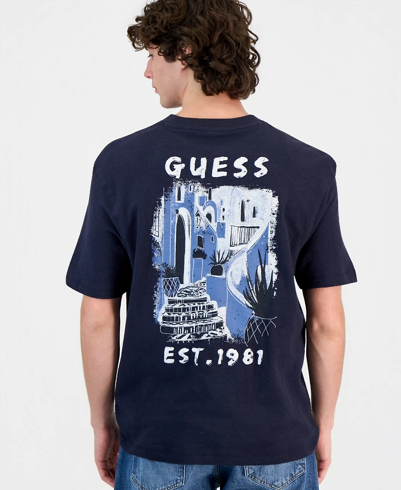 Guess Men's Seaside Paint Cotton Graphic T-Shirt