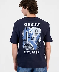 Guess Men's Seaside Paint Cotton Graphic T-Shirt