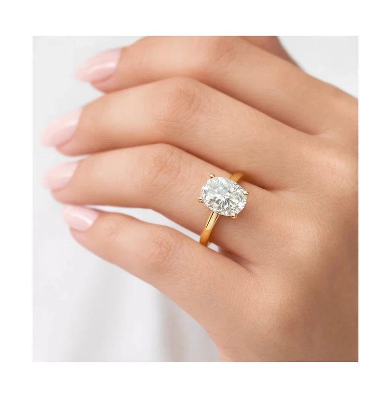 Dloria Elena Oval Moissanite Solitaire Vermeil Ring