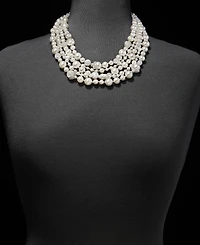 Anne Klein Silver-Tone Imitation Pearl Crackle Stone Torsade Necklace
