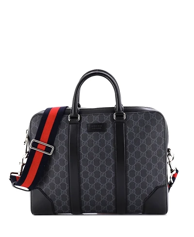 Pre-Owned Gucci Medium Convertible Zip Around Briefcase Gg Coated Canvas