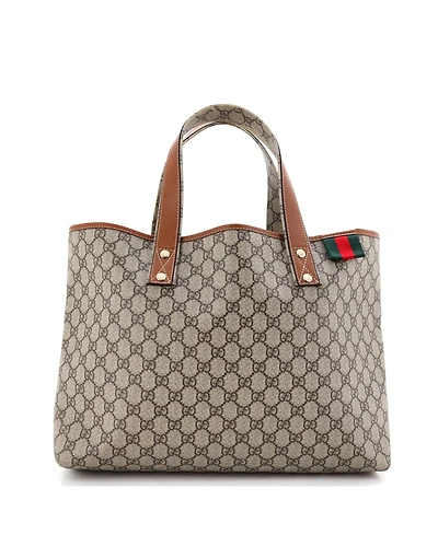 Pre-Owned Gucci Medium Web Loop Tote Gg Coated Canvas
