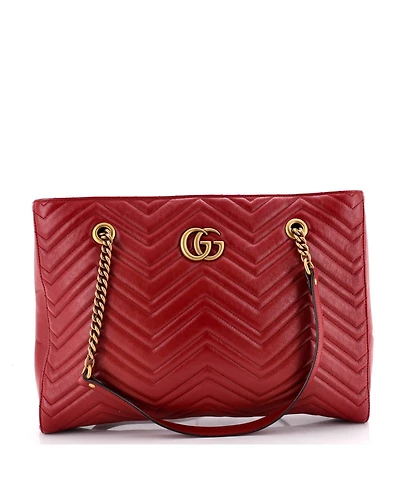 Pre-Owned Gucci Medium Gg Marmont Zip Tote Matelasse Leather