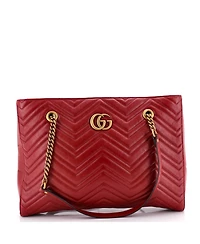 Pre-Owned Gucci Medium Gg Marmont Zip Tote Matelasse Leather