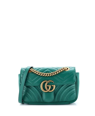 Pre-Owned Gucci Mini Gg Marmont Flap Bag Matelasse Leather