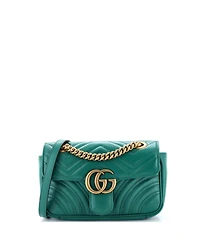 Pre-Owned Gucci Mini Gg Marmont Flap Bag Matelasse Leather