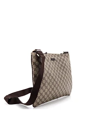 Pre-Owned Gucci Large Zip Top Messenger Bag Gg Coated Canvas