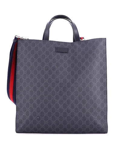 Pre-Owned Gucci Tall Convertible Soft Open Tote Gg Coated Canvas