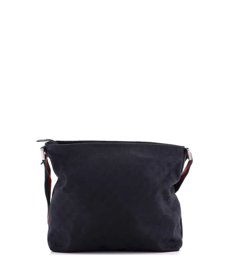 Pre-Owned Gucci Medium Front Pocket Web Messenger Gg Canvas