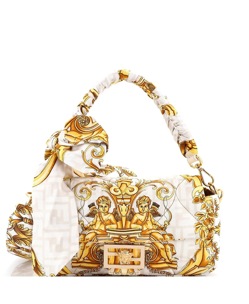 Pre-Owned Fendi Medium x Versace Fendace Baguette Nm Bag Quilted Printed Silk