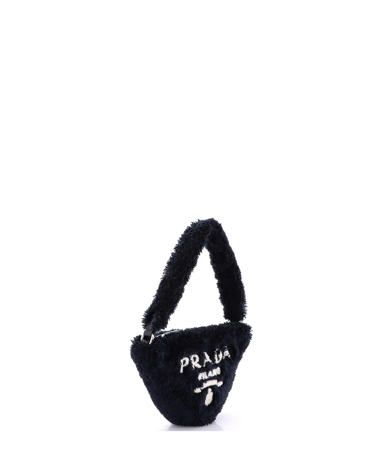 Pre-Owned Prada Mini Triangle Top Handle Pouch Bag Terry Cloth