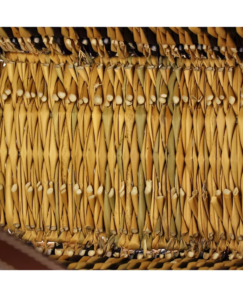 Pre-Owned Loewe Small Paula's Ibiza Square Basket Tote Woven Reed with Leather