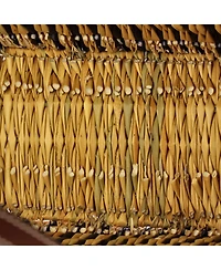 Pre-Owned Loewe Small Paula's Ibiza Square Basket Tote Woven Reed with Leather