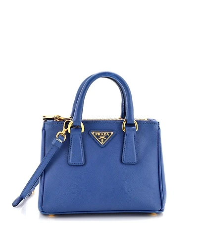 Pre-Owned Prada Mini Galleria Double Zip Tote Saffiano Leather