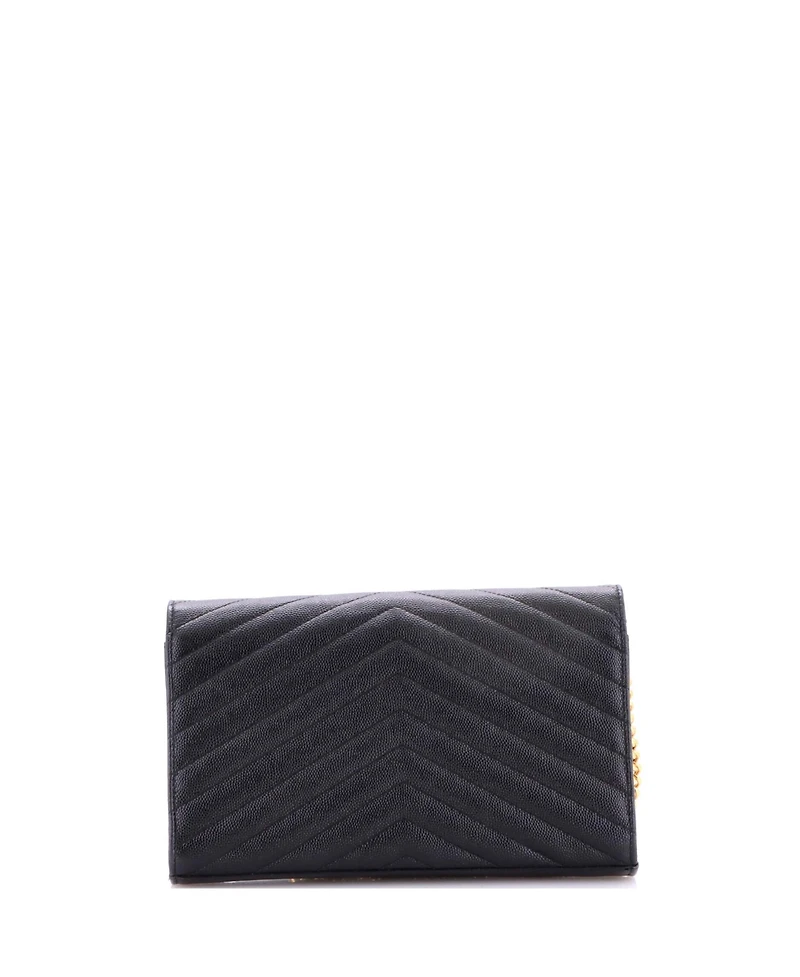 Pre-Owned Saint Laurent Medium Classic Monogram Wallet on Chain Matelasse Chevron Leather