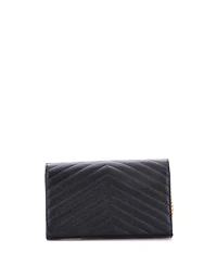 Pre-Owned Saint Laurent Medium Classic Monogram Wallet on Chain Matelasse Chevron Leather