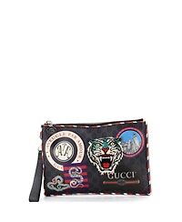 Pre-Owned Gucci Night Courrier Pouch Gg Coated Canvas with Applique