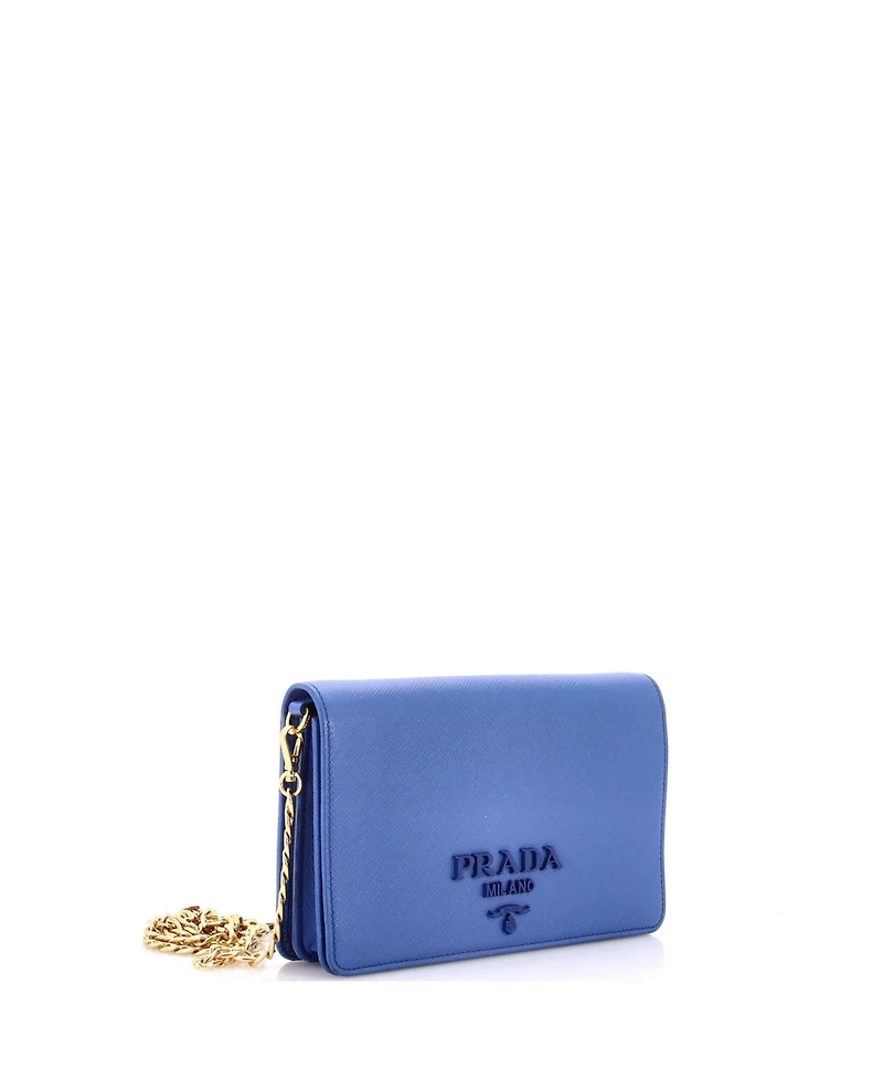 Pre-Owned Prada Mini Monochrome Wallet on Chain Saffiano Leather