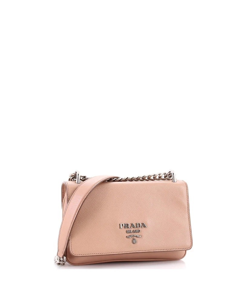 Pre-Owned Prada Small Chain Flap Crossbody Bag Saffiano and Soft Calf