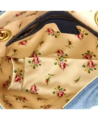 Pre-Owned Gucci Small Pearly Gg Marmont Flap Bag Matelasse Denim