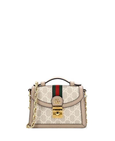 Pre-Owned Gucci Mini Ophidia Flap Top Handle Bag Gg Coated Canvas